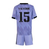 Real Madrid Federico Valverde #15 Fotballklær Bortedraktsett Barn 2022-23 Kortermet (+ korte bukser)